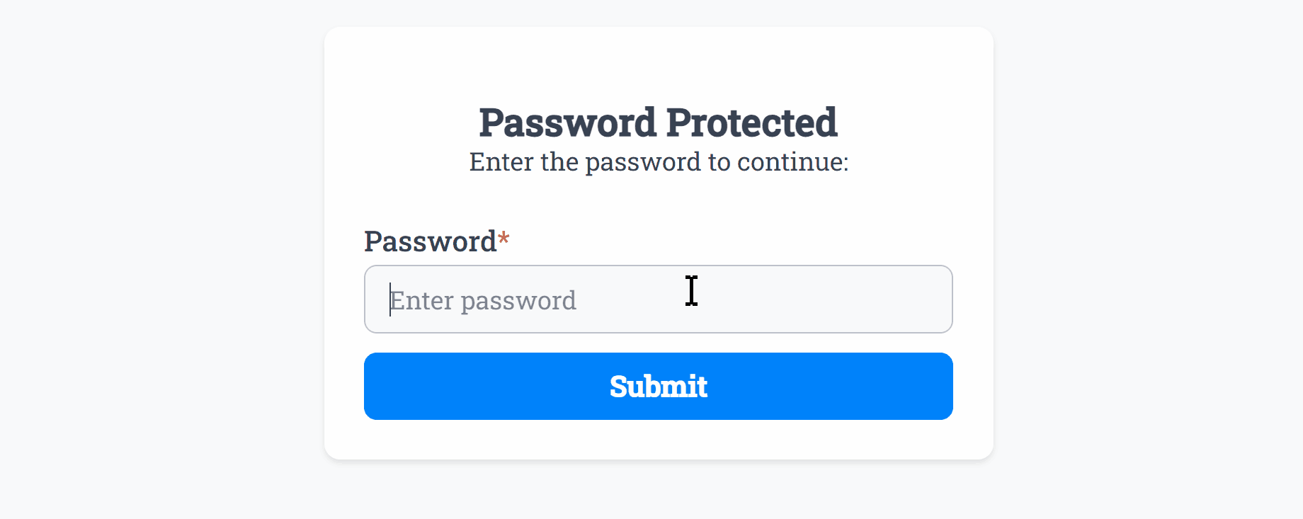 Demonstrating Password failure within a Password Protected form