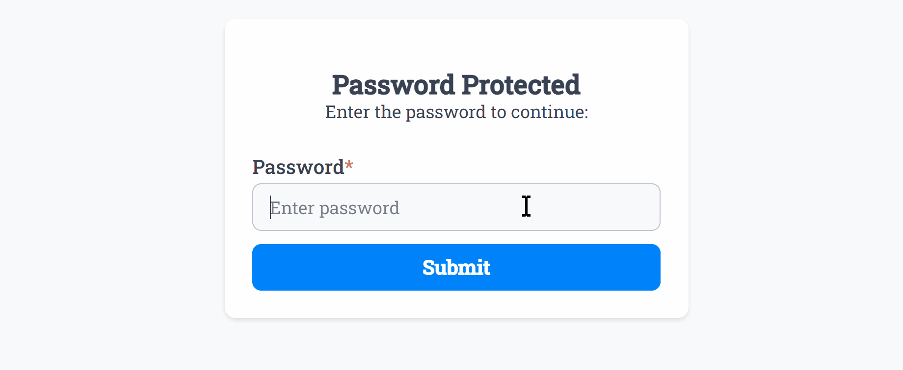 Demonstrating Password success within a Password Protected form