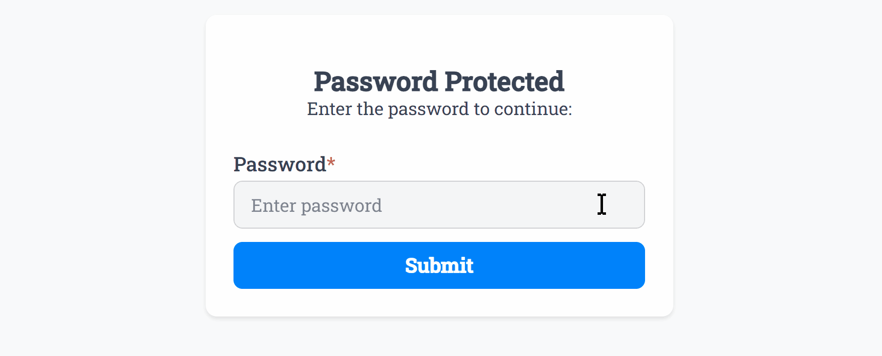 Demonstrating Password success within a Password Protected form