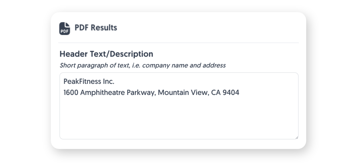 Enabling the PDF Results feature and selecting a Paper Size