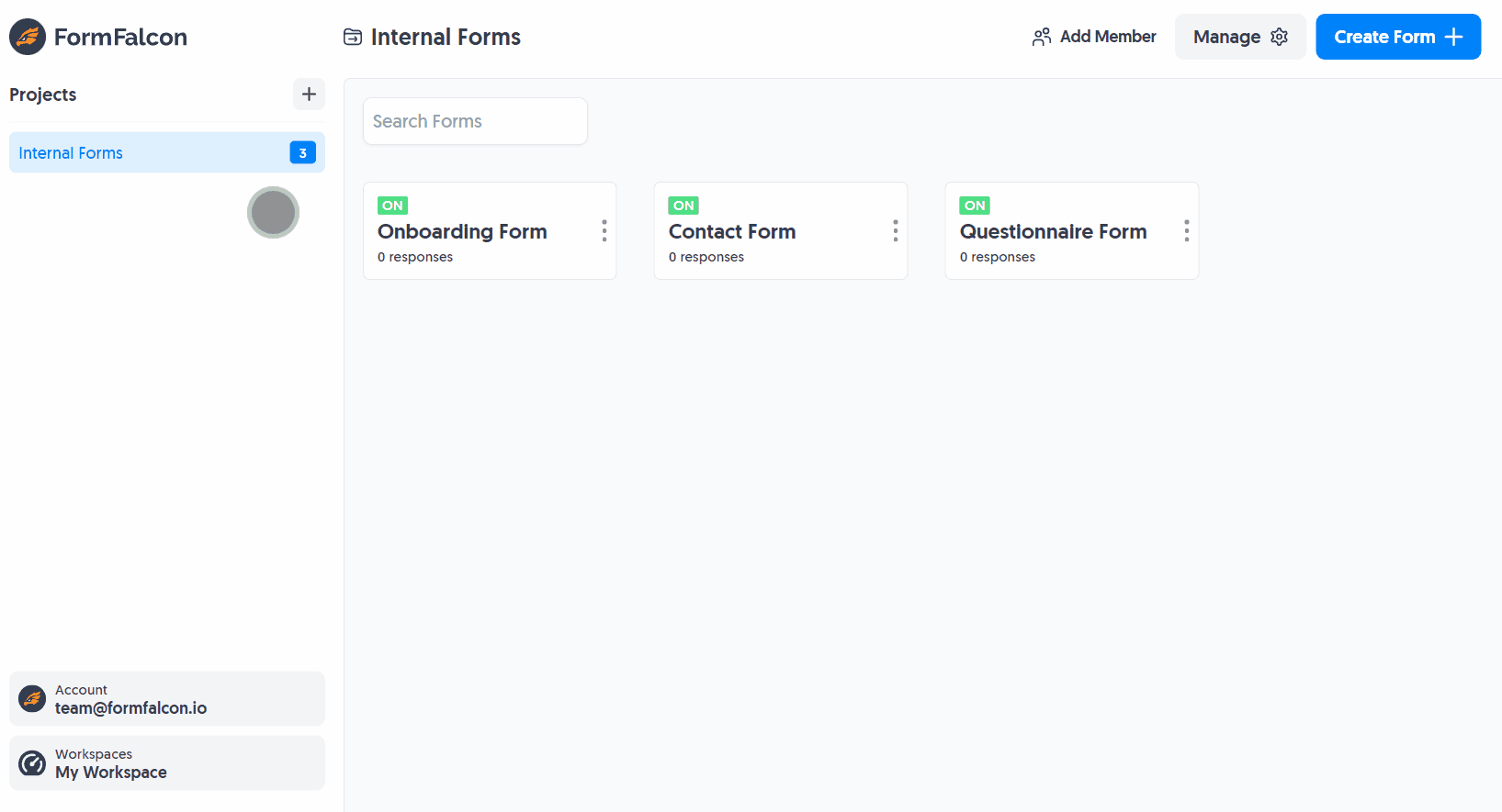 Creating a new Project within Form Falcon