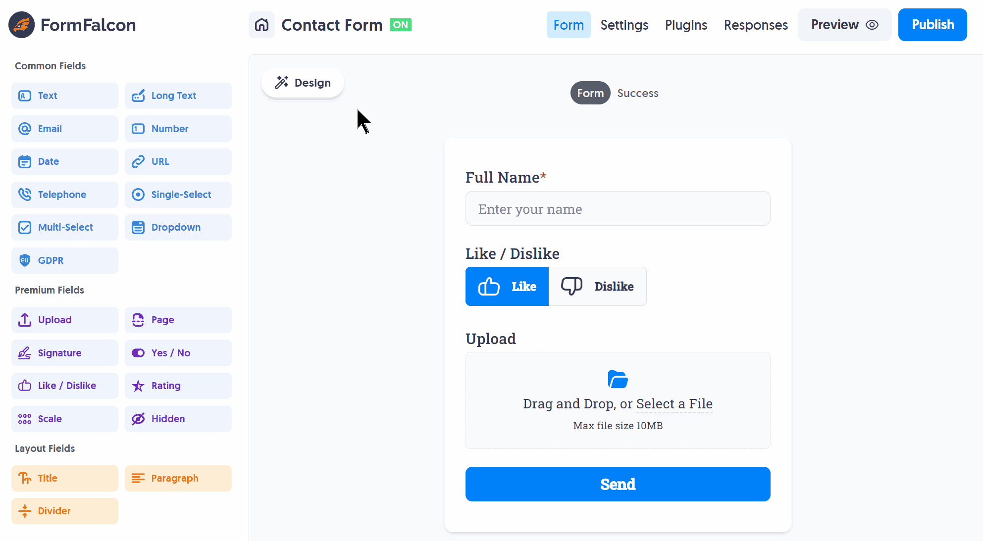 Selecting example 'Themes' from within the 'Design' settings