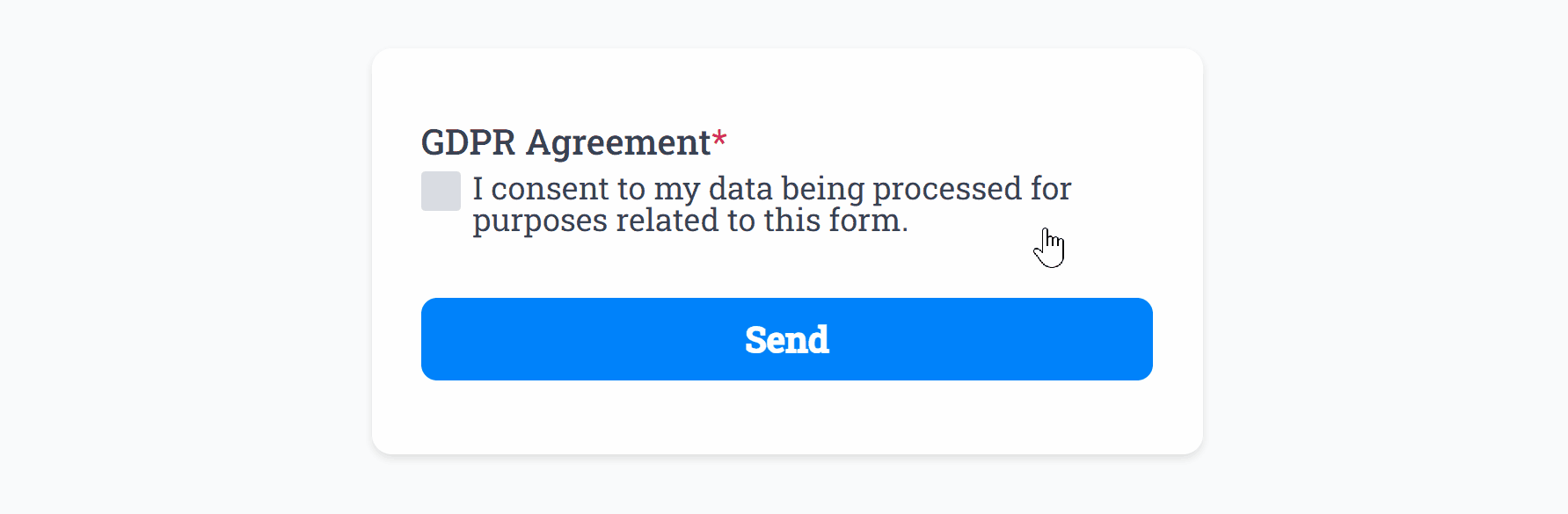 Testing the GDPR Field in our Form