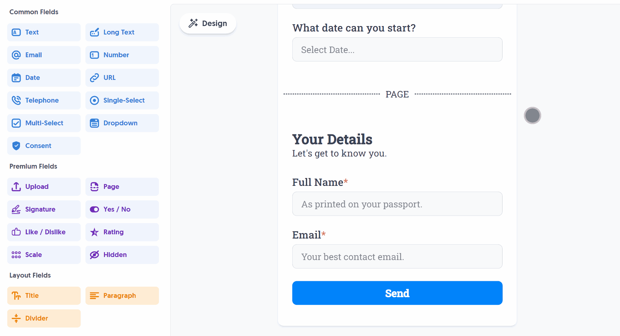 Demonstrating Smart Validation with the Page field not allowing the user to proceed with invalid fields