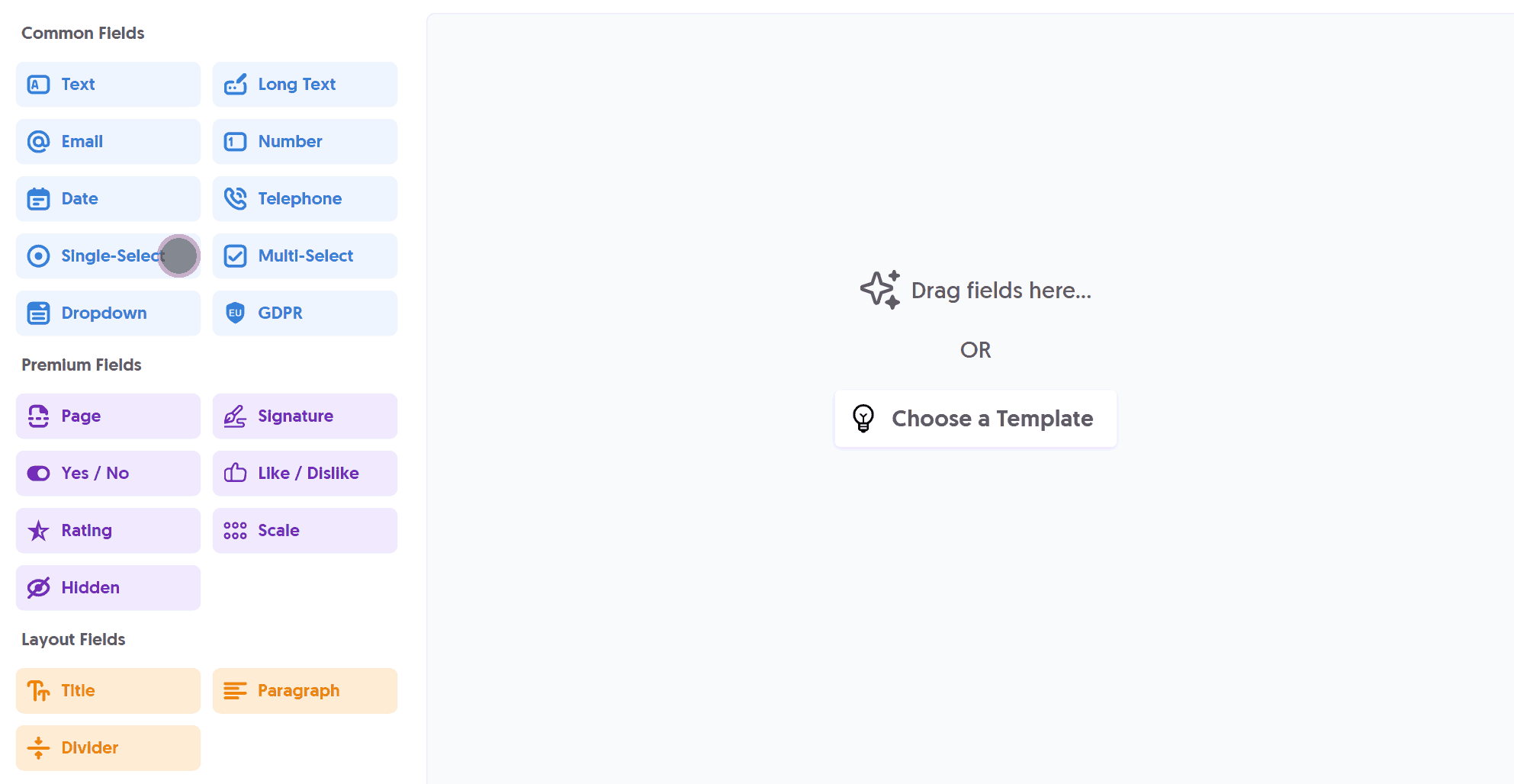 Dragging the Single-Select Field into the Editor