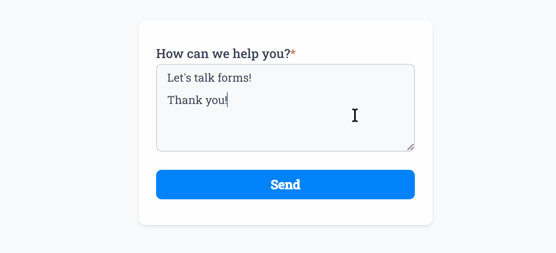 Validation Required for the Long Text Field in our Form