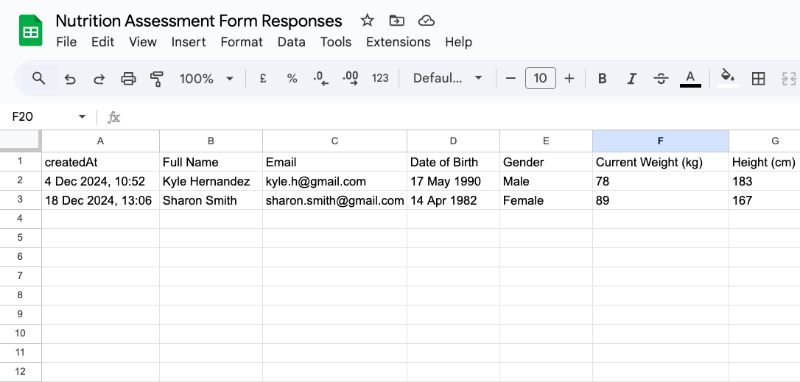 Google Sheets Syncing Form Responses