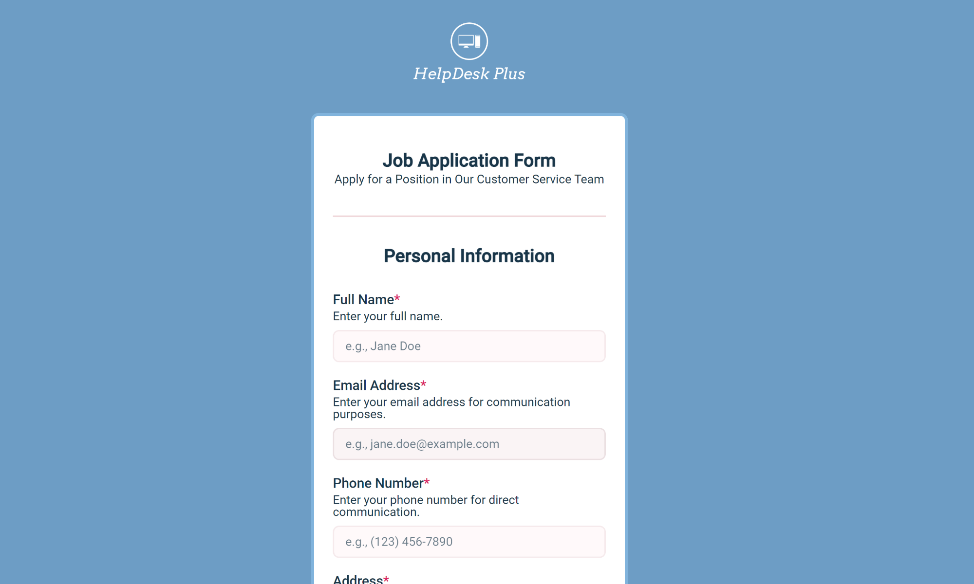 Application Form