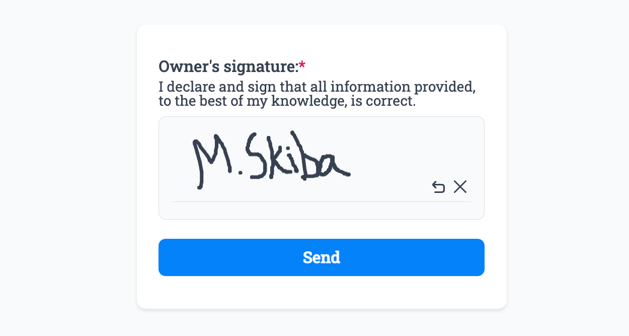 Entering data into our example form linked to the 'Attachment' field