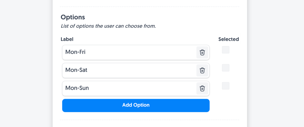 Entering identical Single select options into our form form linked to the 'Single select' field