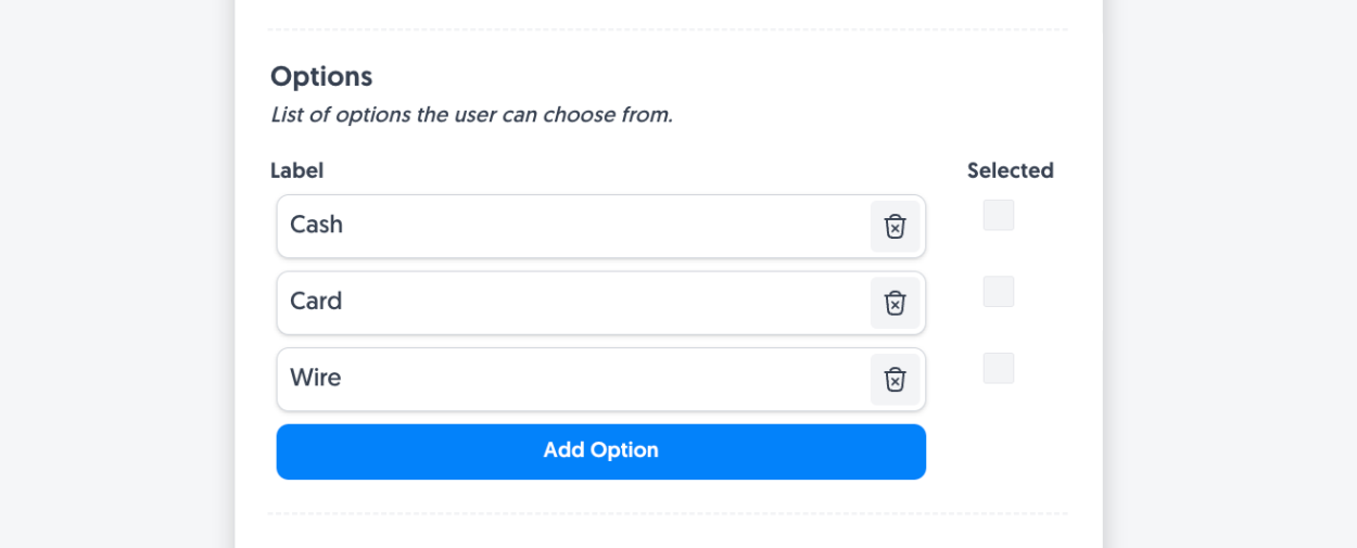 Entering identical Multiple select options into our form form linked to the 'Multiple select' field