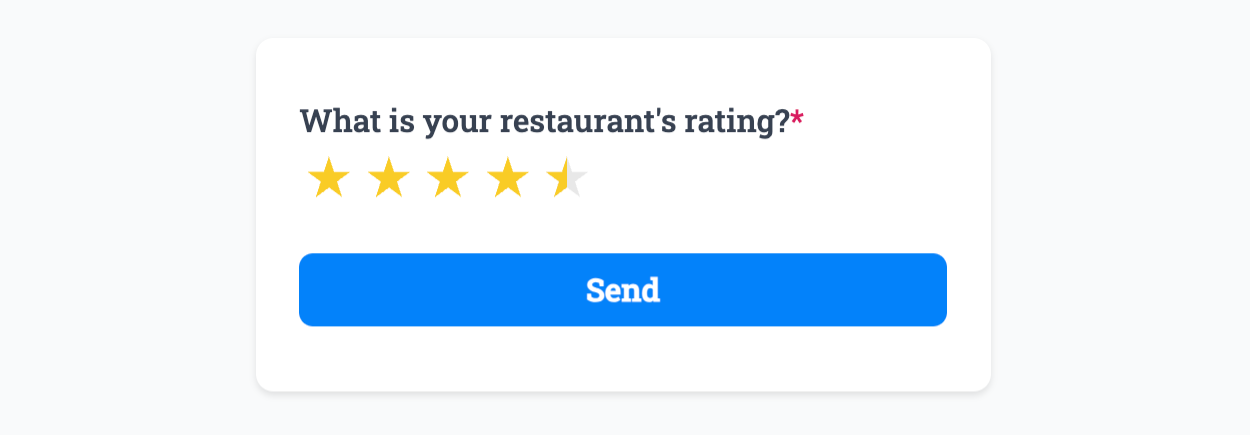 Entering a rating into our example form linked to the 'Rating' field