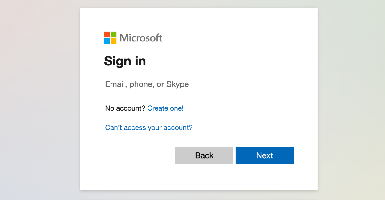 Connect to Microsoft Authentication and select your account