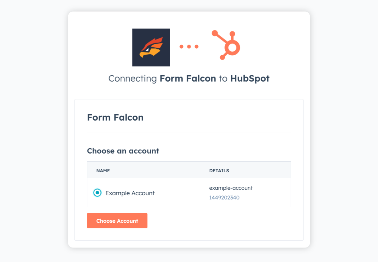 Connect to Hubspot Authorization and select your account