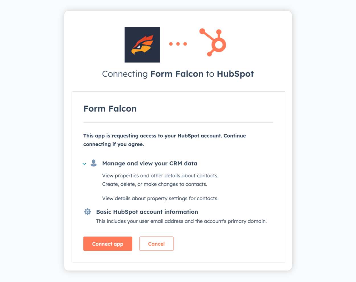 Grant the Hubspot Plugin access to your account in the authorization popup