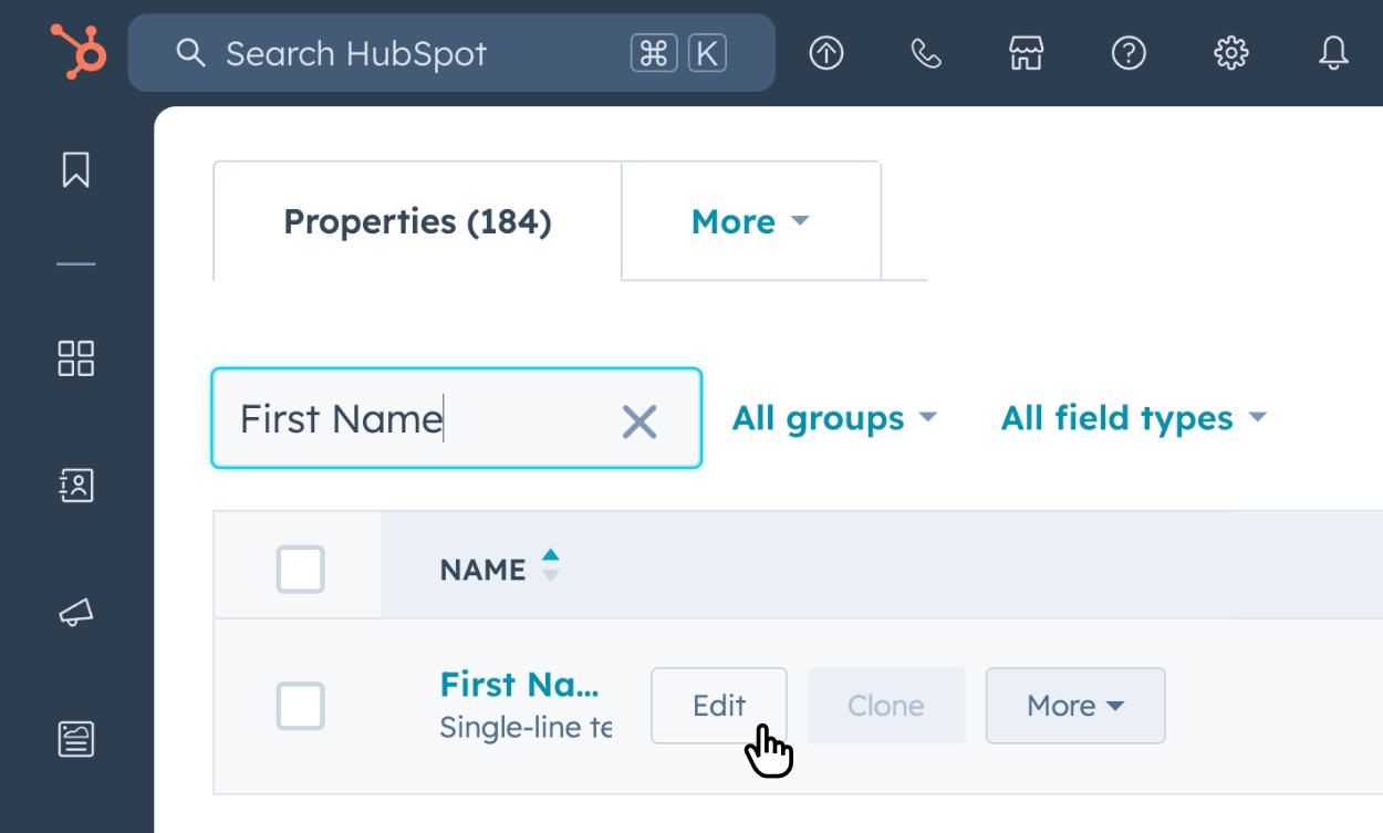 Viewing and filtering all Hubspot properties