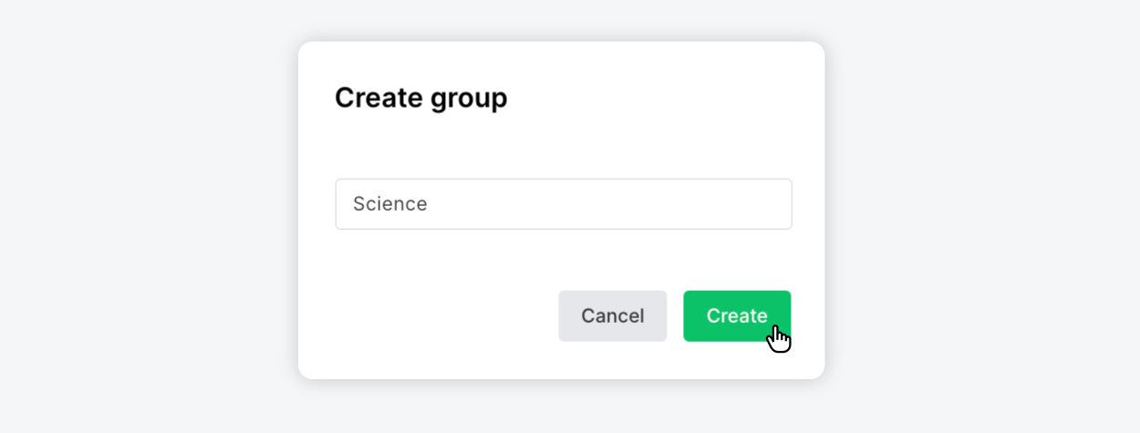 Creating a new group called 'Science' inside Mailerlite