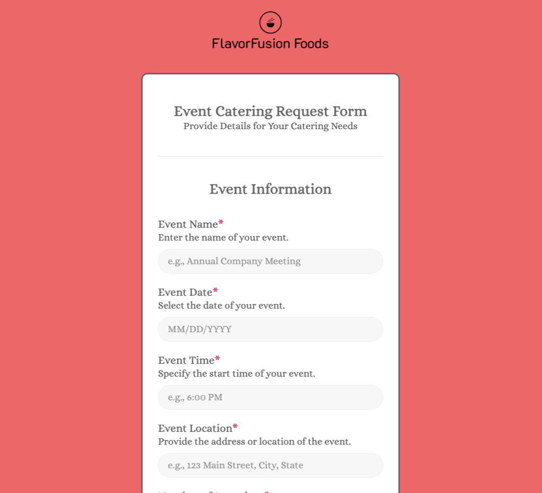 Catering Request Form