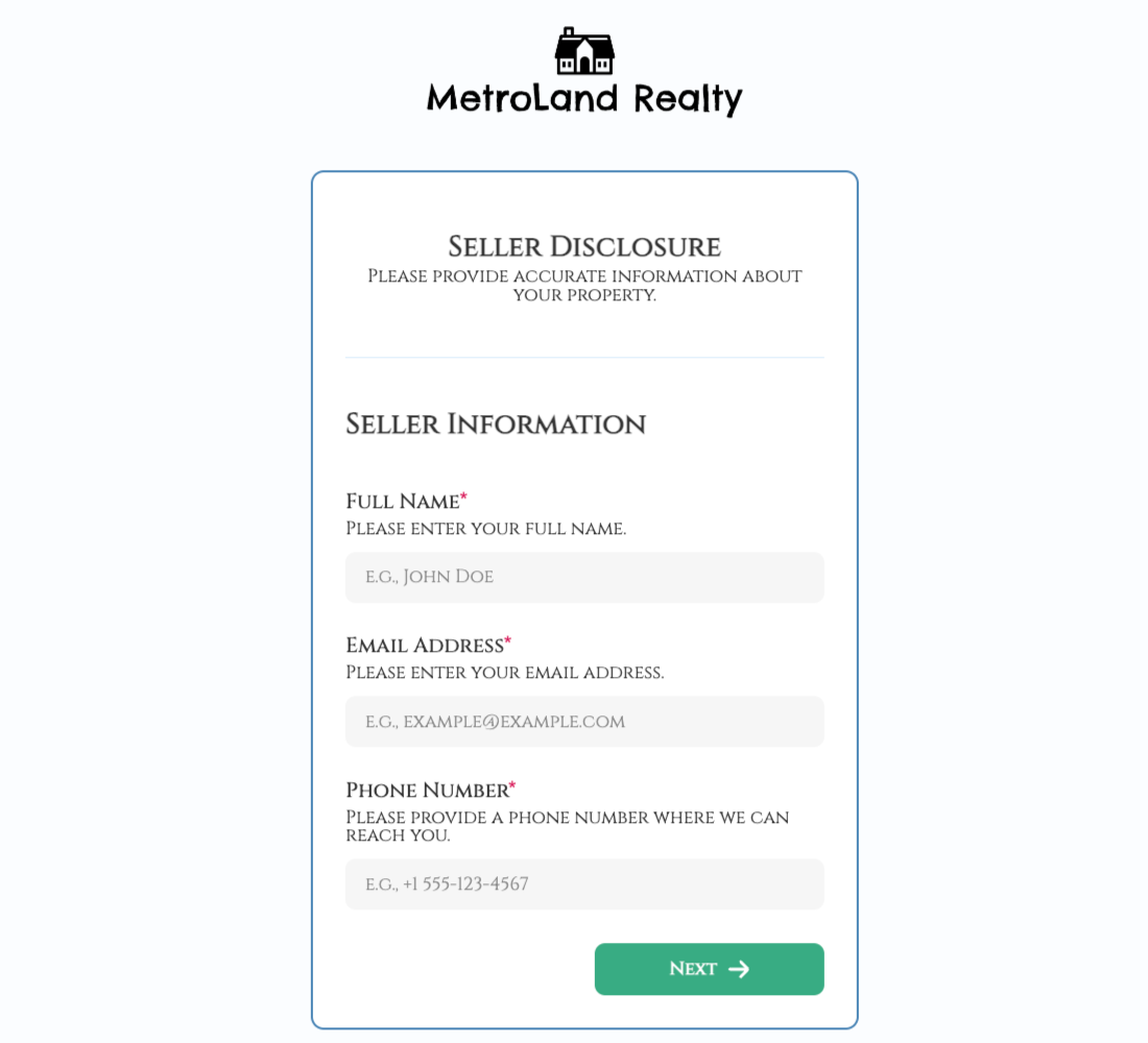 Seller Disclosure Form