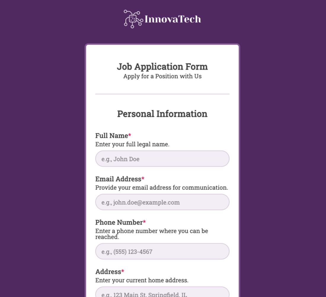 Job Application Form