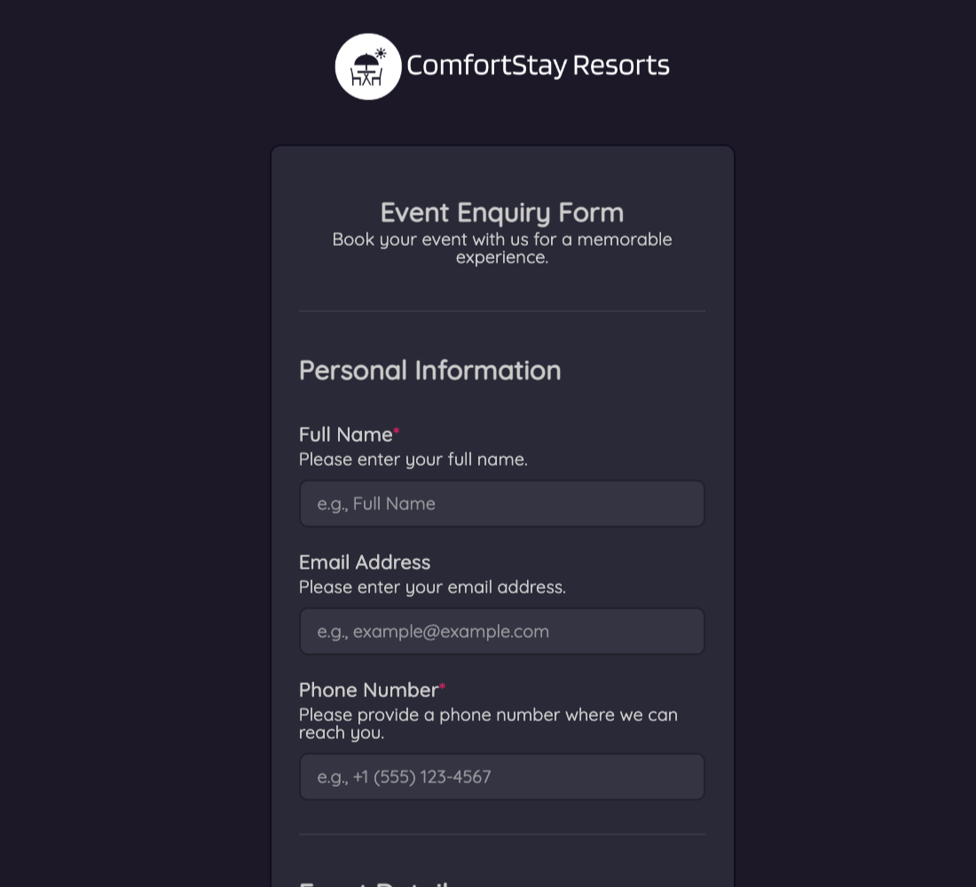 Event Enquiry Form