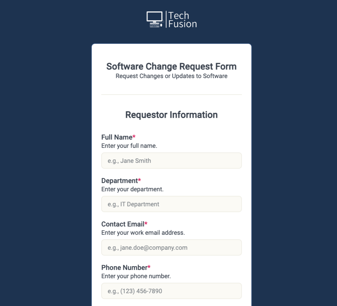 Software Request Change Form