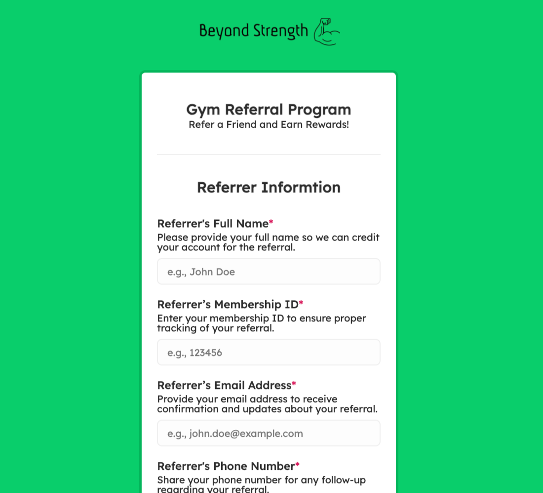 Gym Referral Program Form