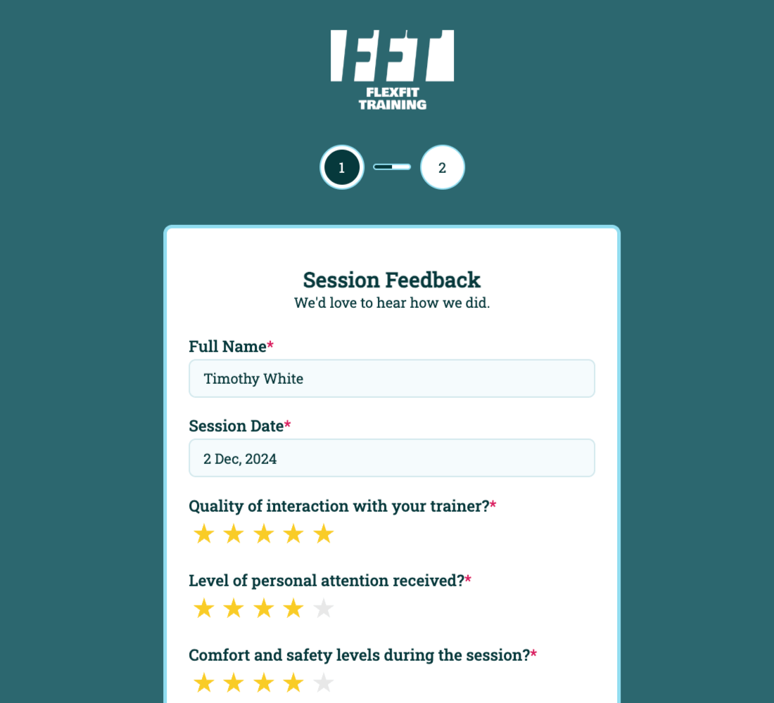 Client Session Feedback Form