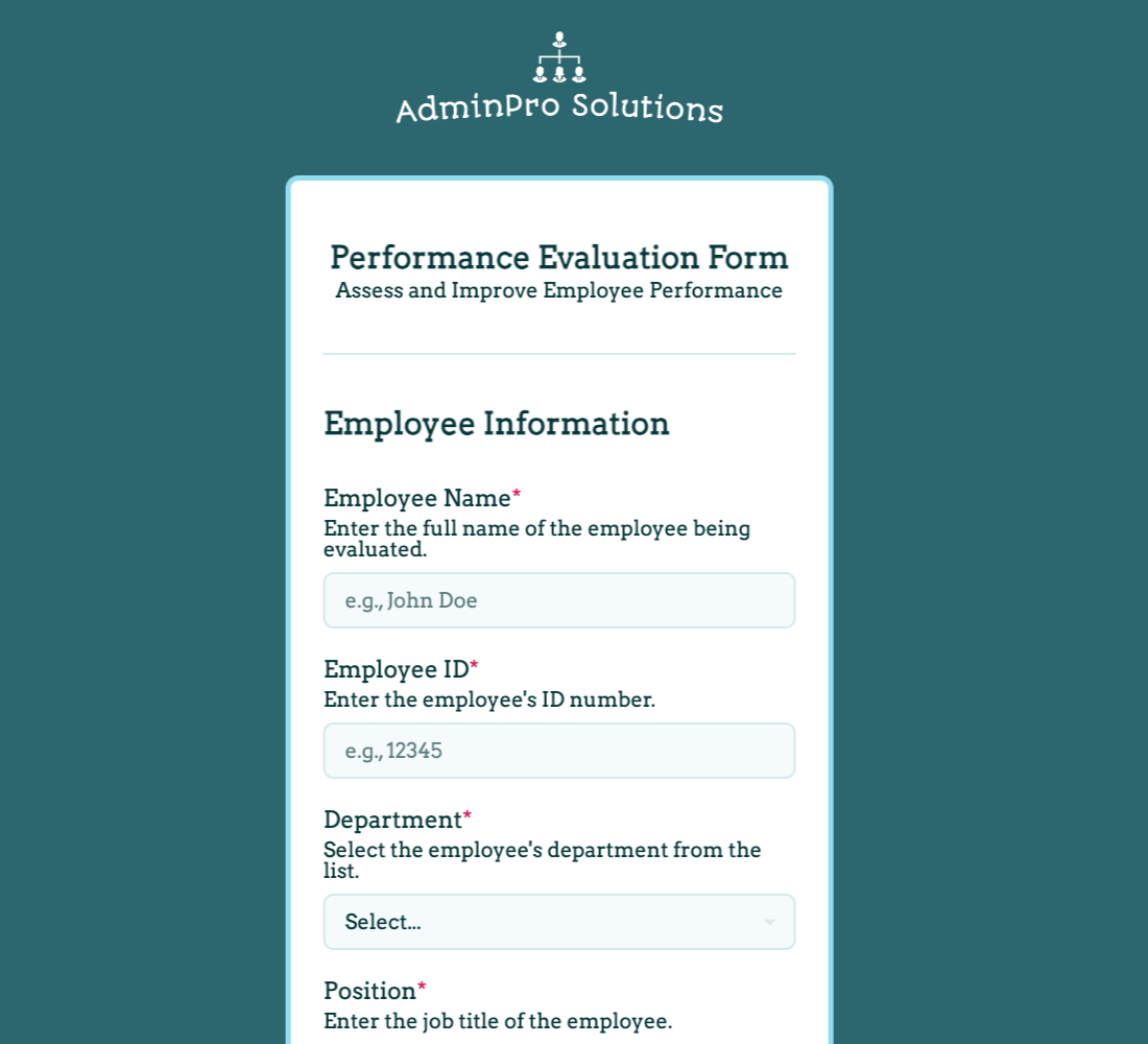 Performance Evaluation Form