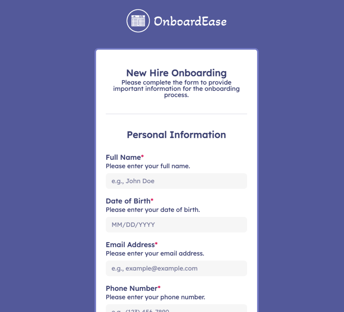 New Hire Onboarding Form