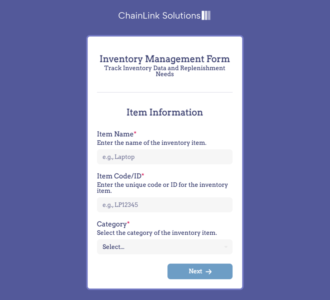 Inventory Management Form