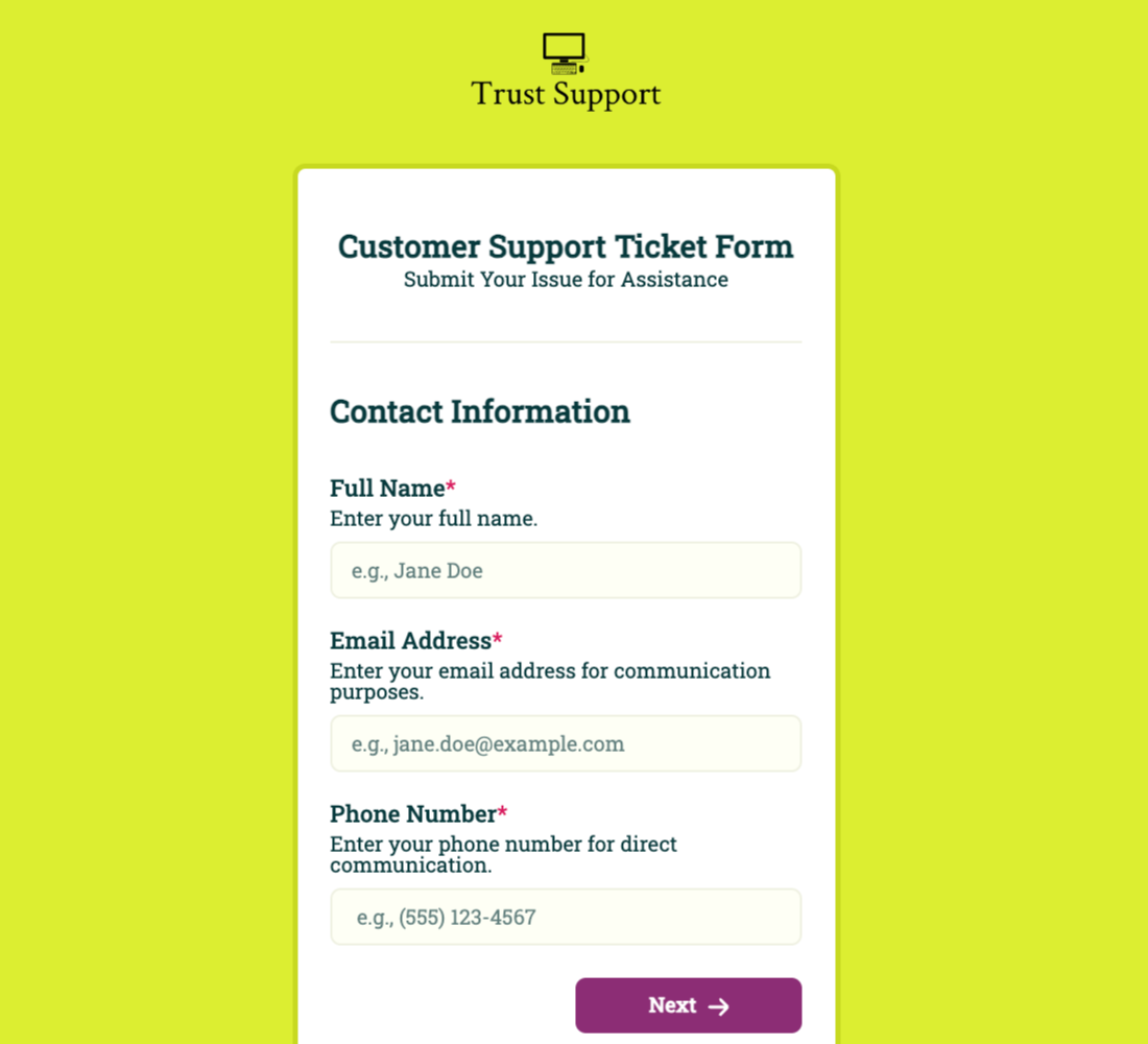 Support Ticket Form