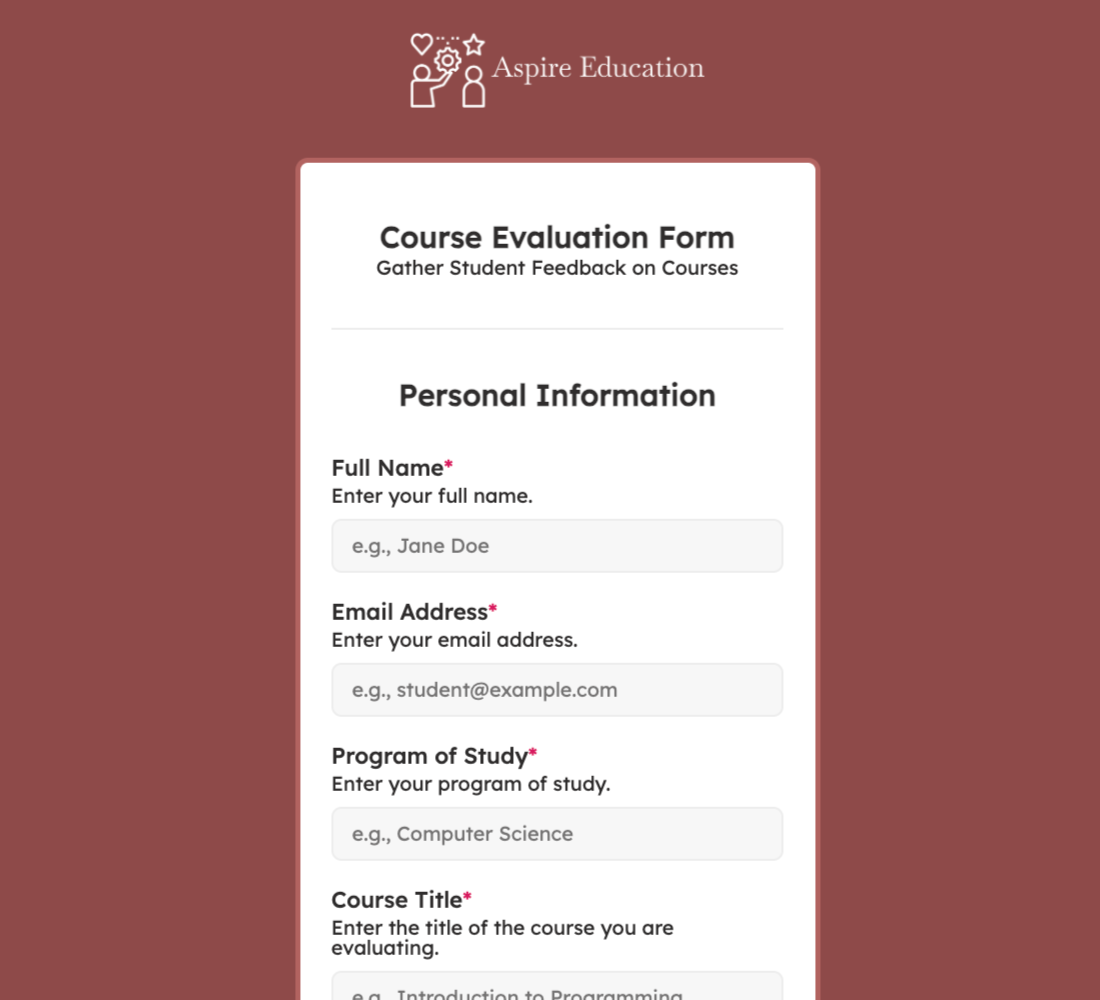 Course Evaluation Form