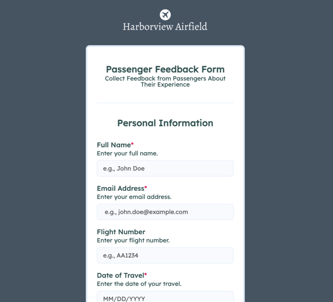 Passenger Feedback Form