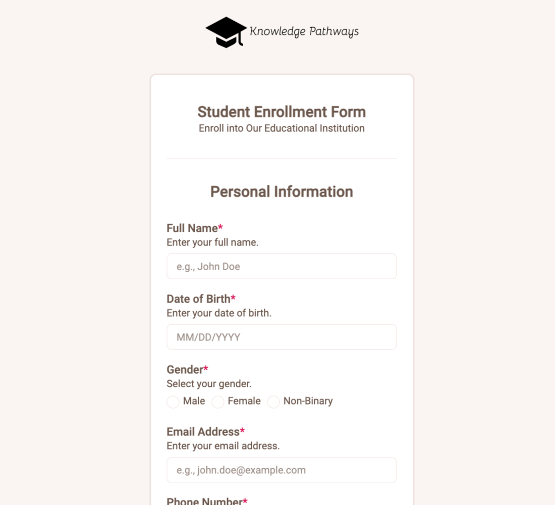 Student Enrollment Form