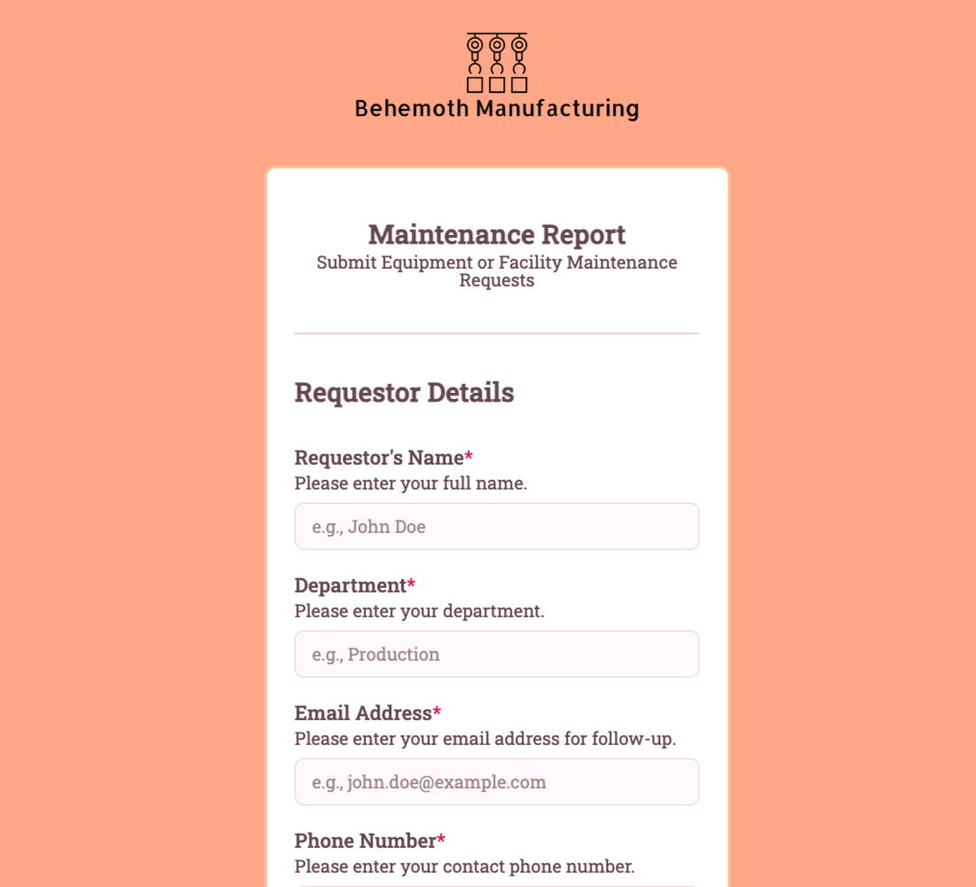 Maintenance Request Form