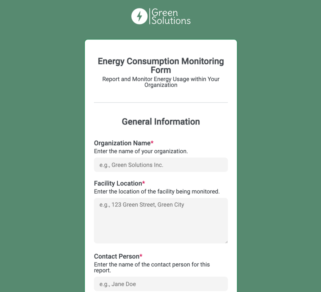 Energy Consumption Form