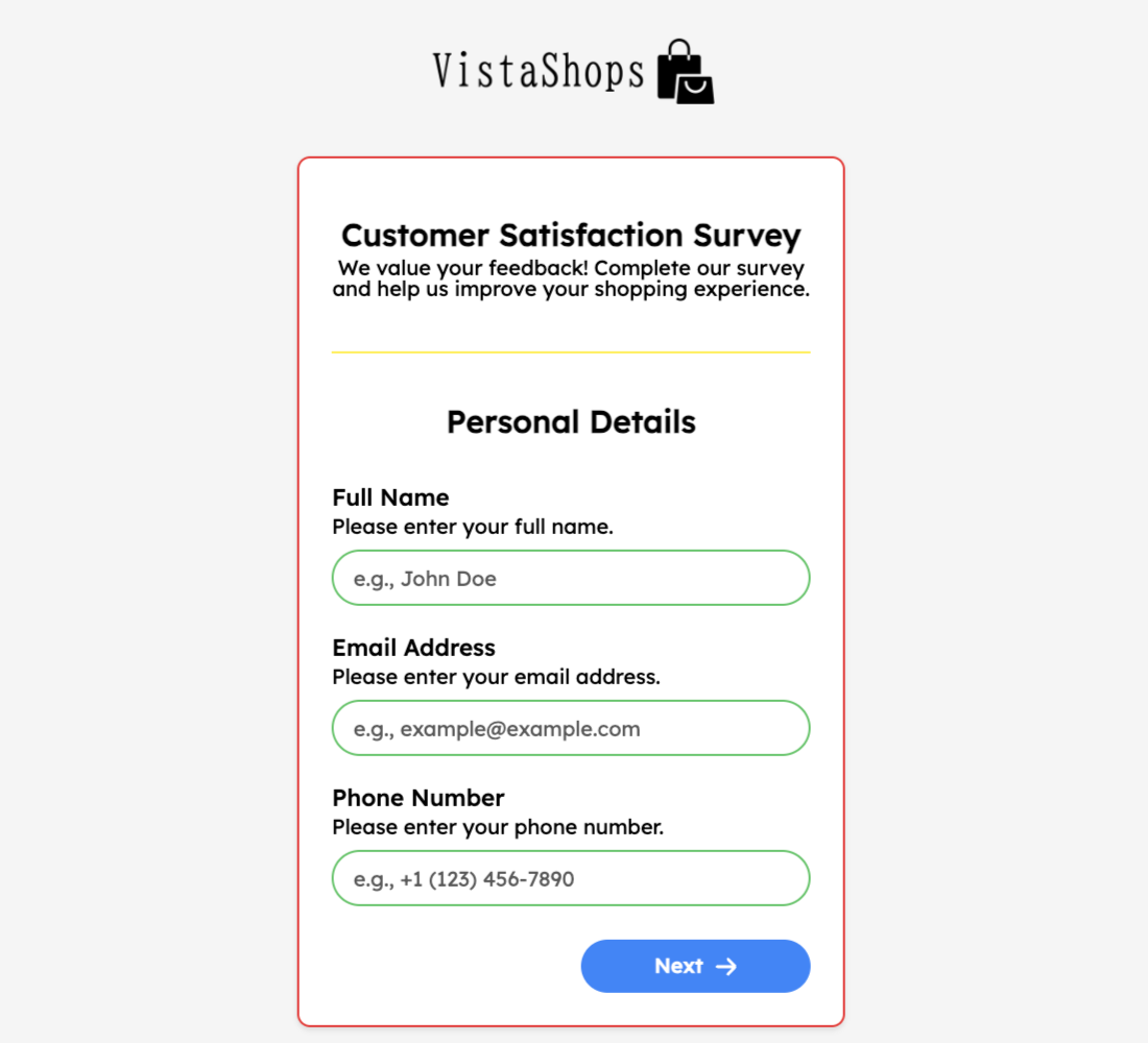 Customer Satisfaction Survey Form