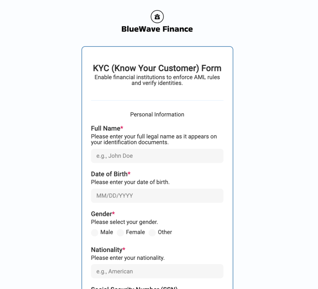 KYC (Know Your Customer) Form