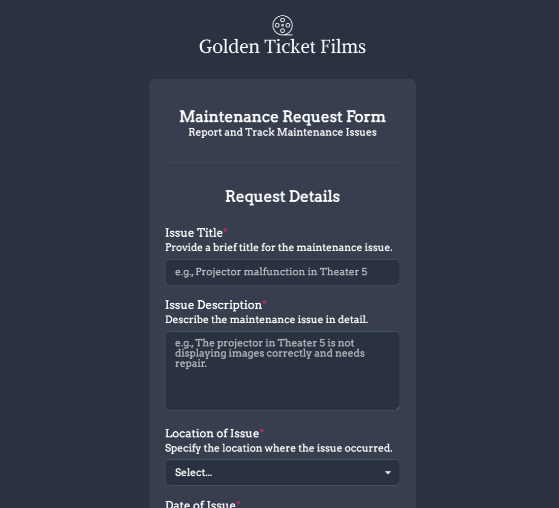 Maintenance Request Form