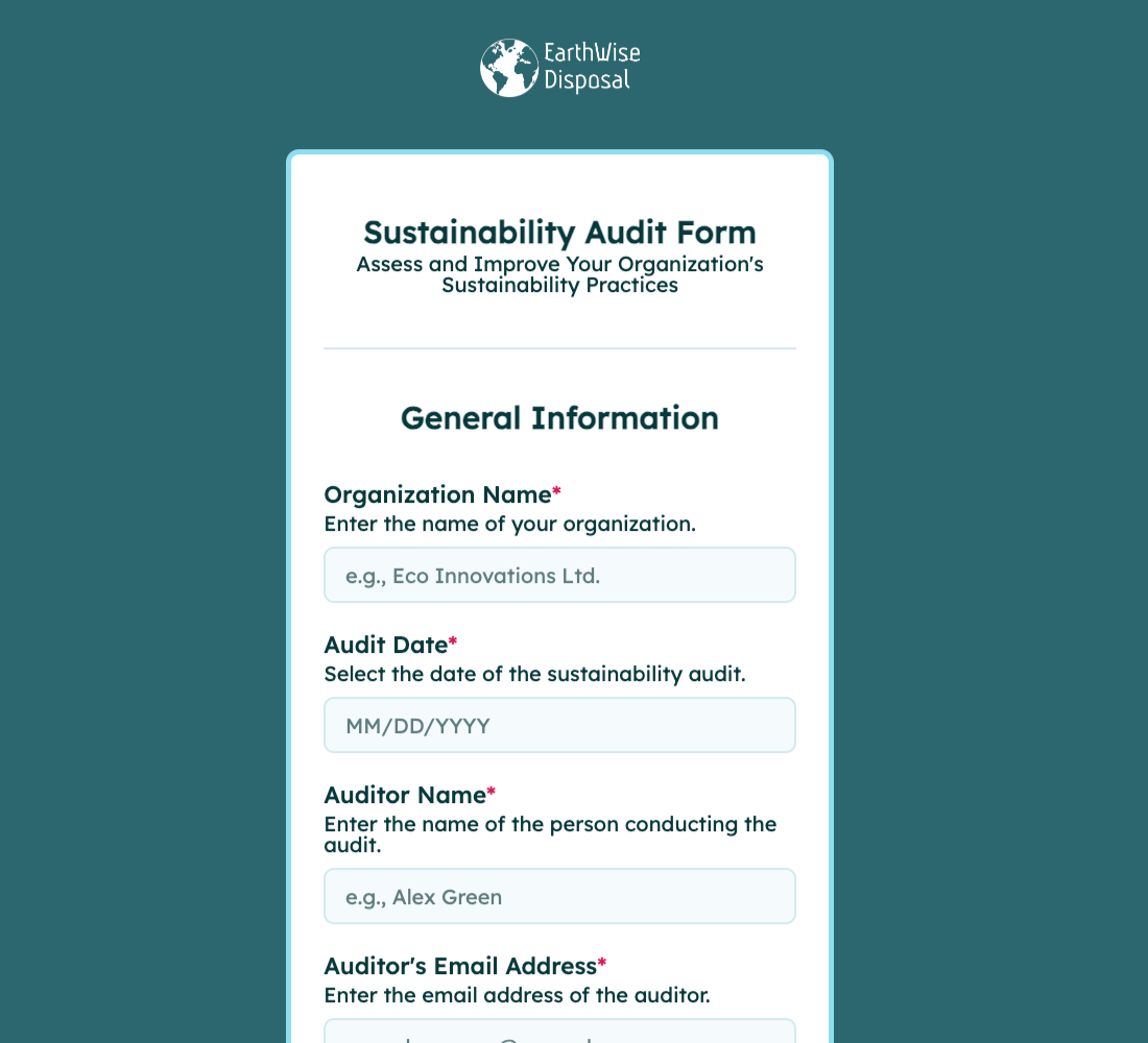 Sustainability Audit Form