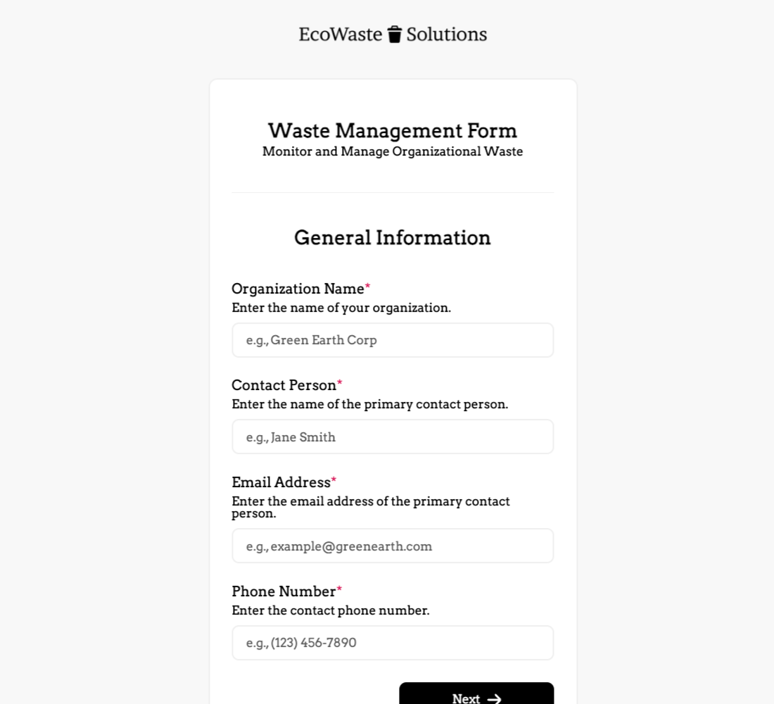 Waste Management Form