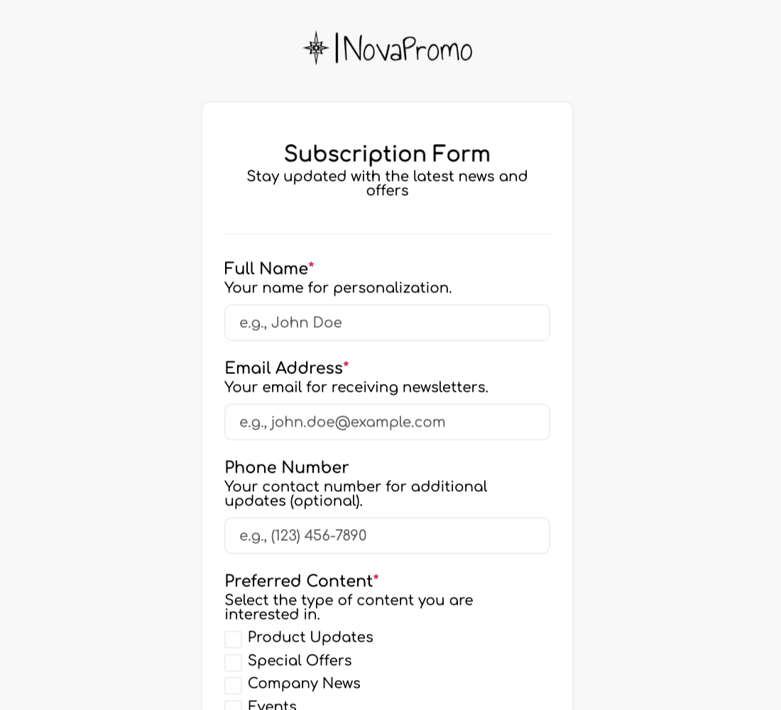 Subscription Form