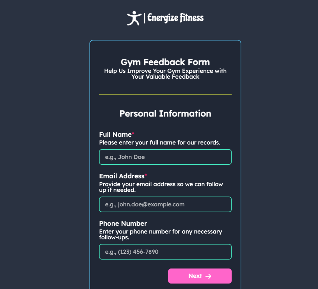 Gym Feedback Form