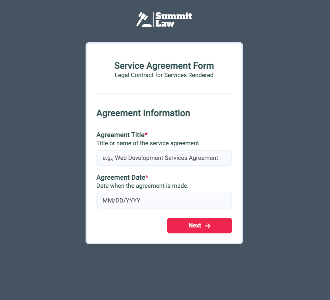 Service Agreement Form