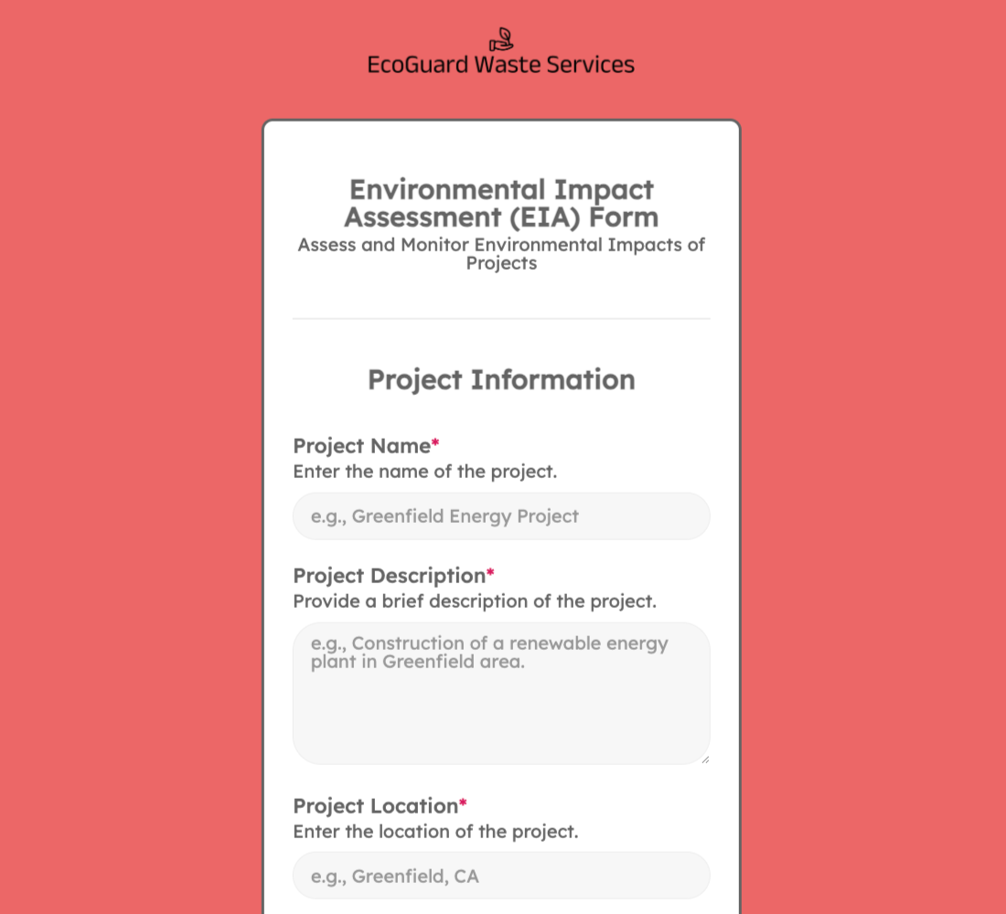 Environmental Impact Assessment Form