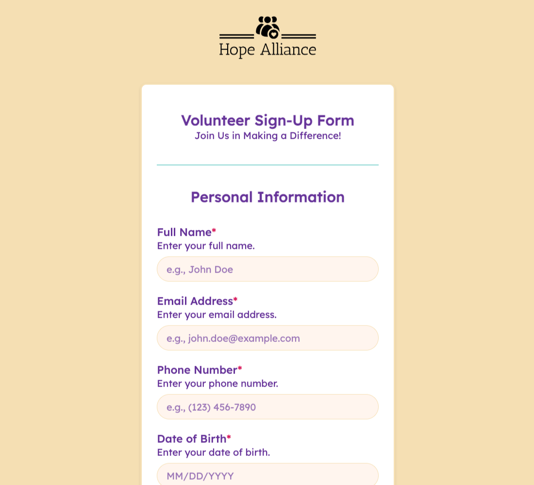 Volunteer Sign-Up Form