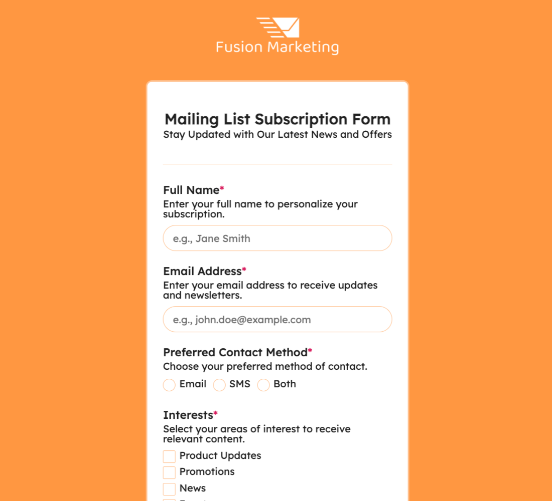 Newsletter Subscription Form