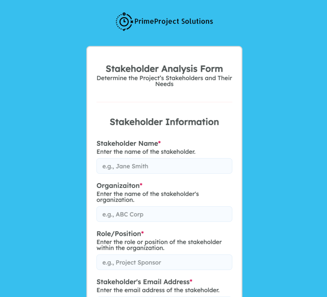 Stakeholder Analysis Form