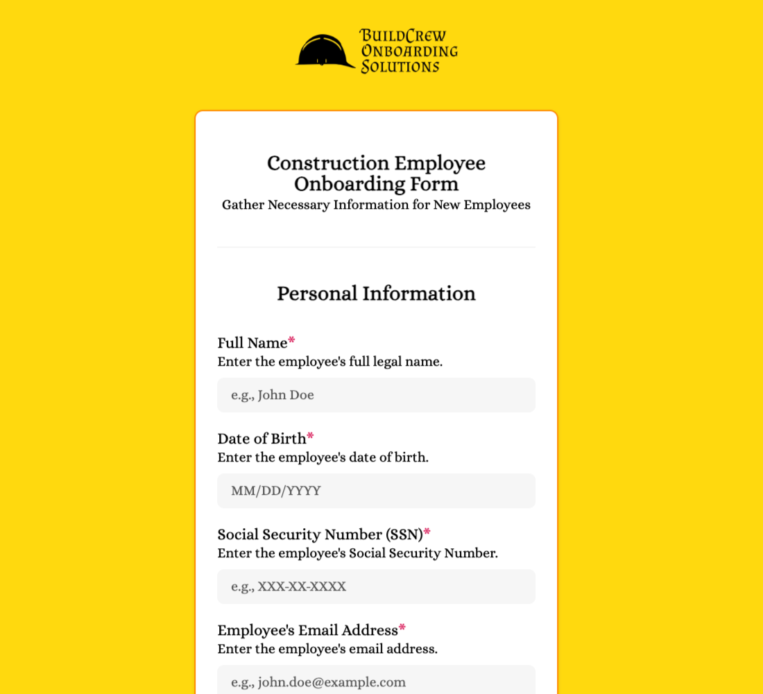 Employee Onboarding Form
